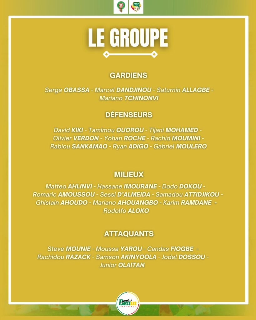 القائمة الأولية لمنتخب البنين