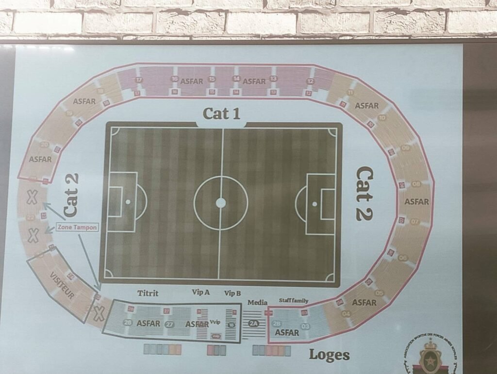 تقسيم مدرجات ملعب الرباط الأولمبي